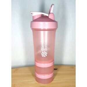 Pink Blender Bottle 22 oz Shaker, 2 Prostak Powder Jars and Supplement Storage